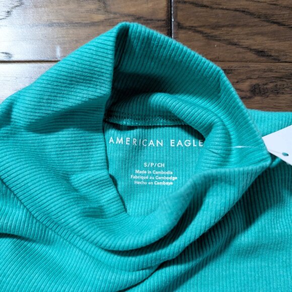 New American Eagle long sleeve baby tee mock neck green size small - Picture 4 of 14